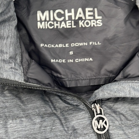 MICHAEL Kors Charcoal Grey Packable Down Fill Puffer Quilted Short Jacket Small - Picture 7 of 10
